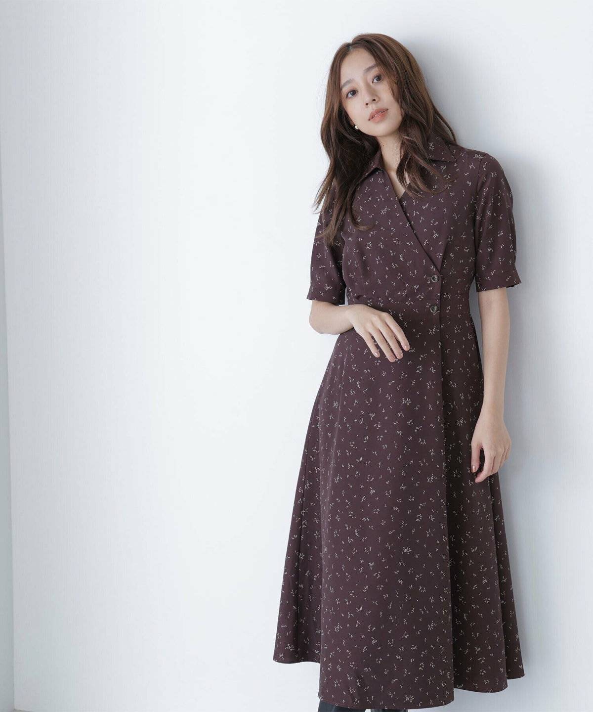 NATURAL BEAUTY BASIC スキッパープリントワンピース