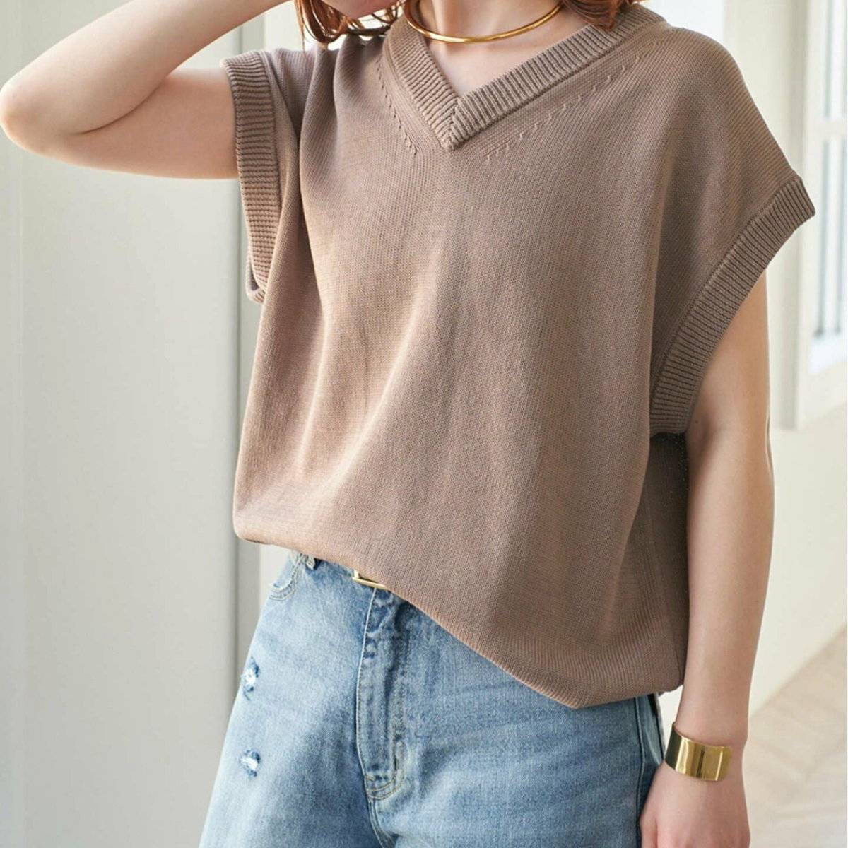 Spick&Span コットンシルクリネンニットベスト