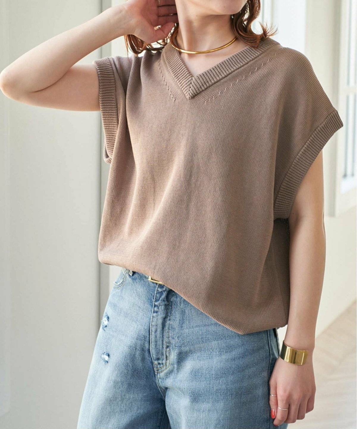 Spick&Span コットンシルクリネンニットベスト