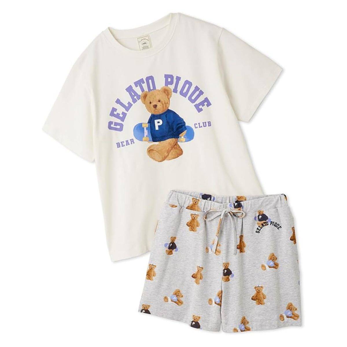 gelato pique【EC限定】スポーティーベアワンポイントTシャツ&総柄ショートパンツSET