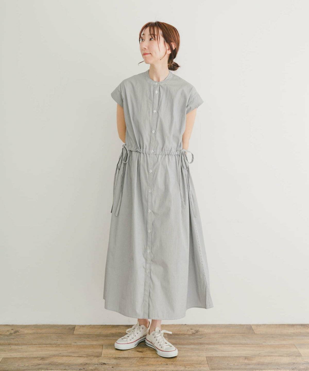 URBAN RESEARCH ITEMS ウエストギャザーストライプワンピース