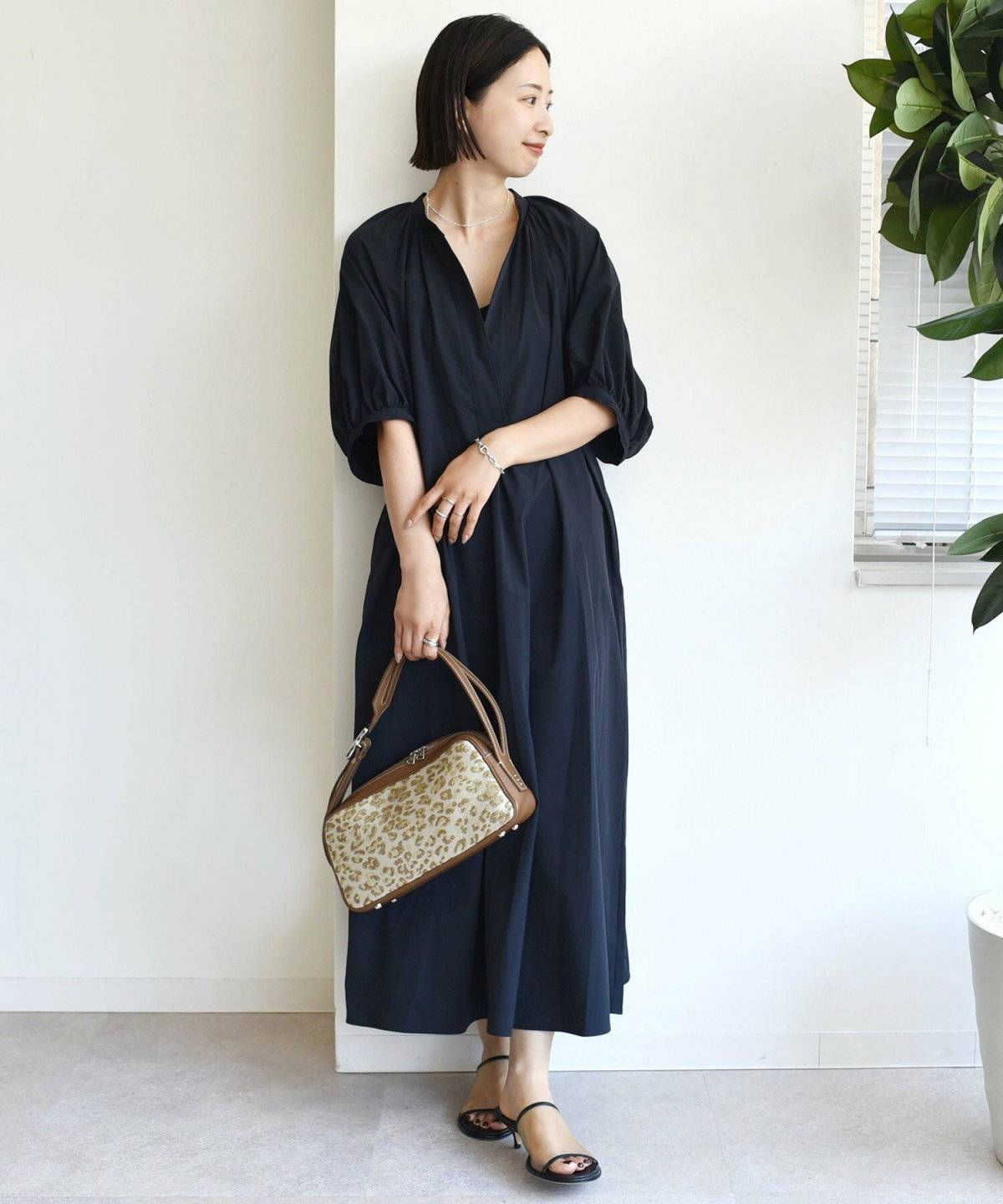 SHIPS RENU ソフト タイプライター ギャザー ワンピース