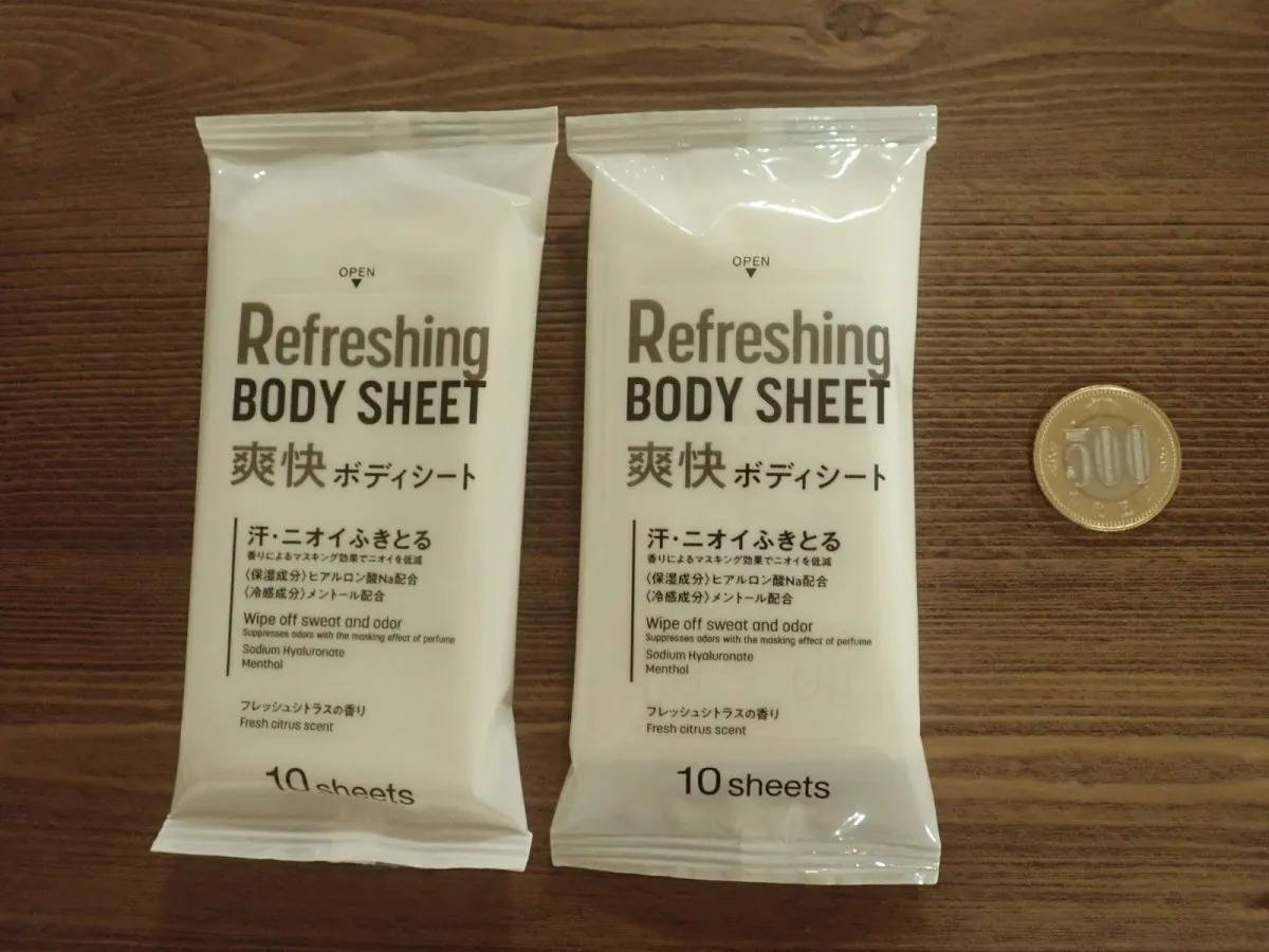 DAISO(ダイソー)：爽快ボディシート(10枚、2パック)