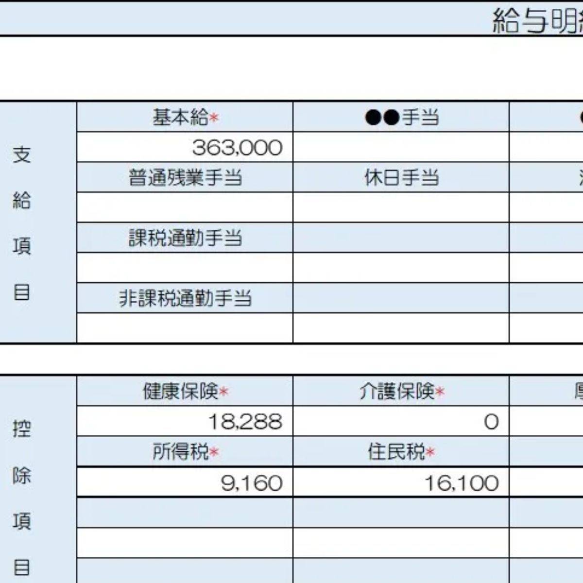 35歳、事務職の給与明細