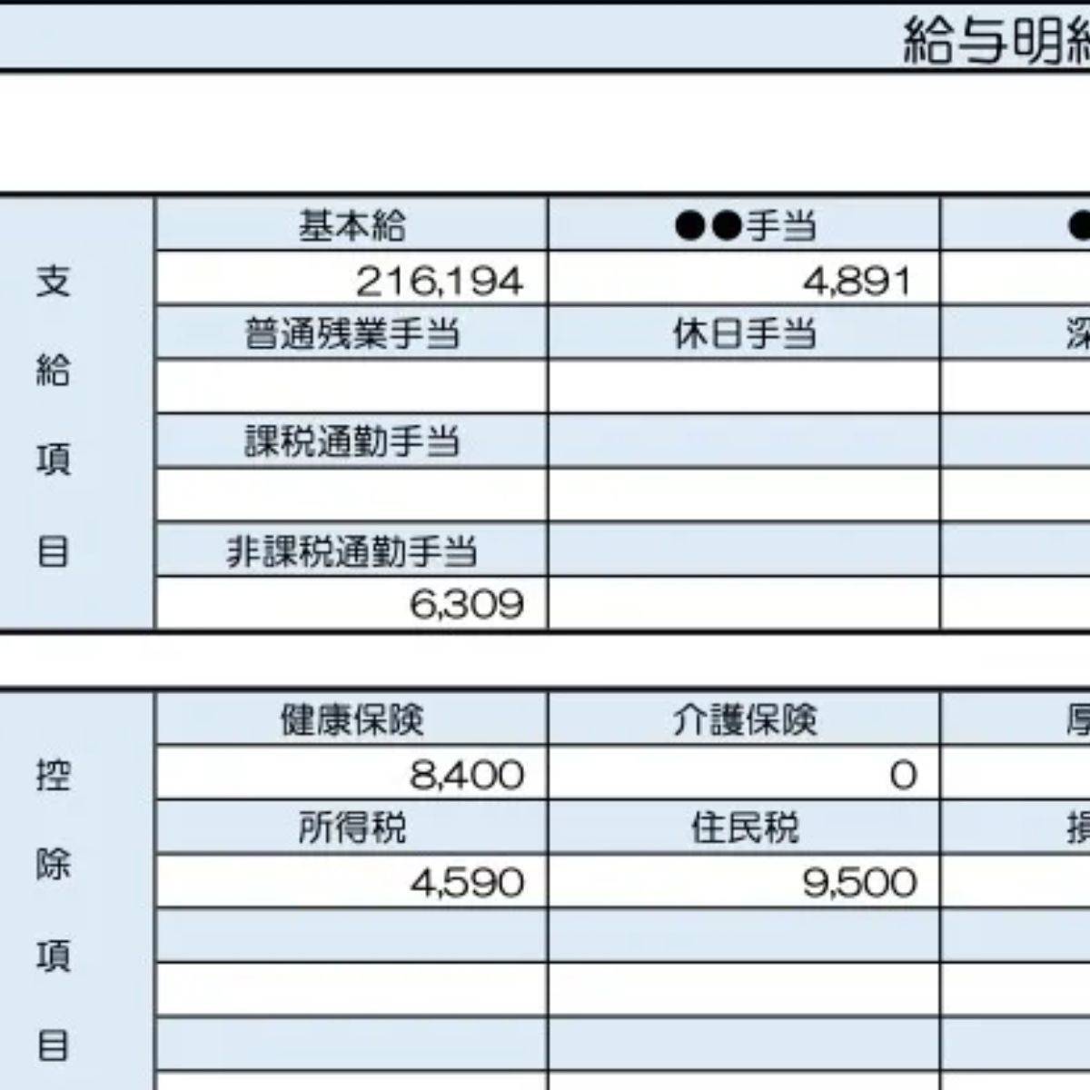 33歳、事務の給与明細