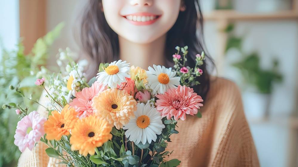 花束を持つ女性