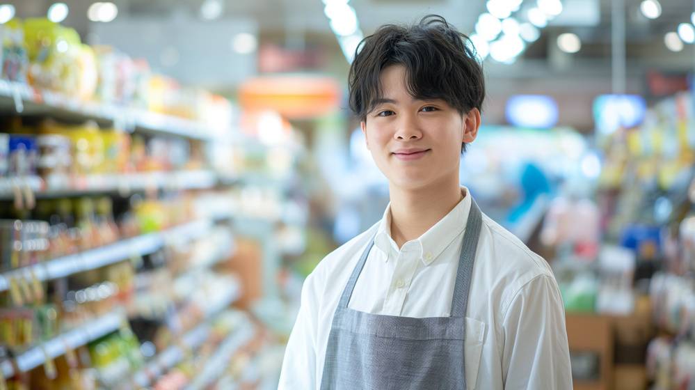 爽やかな笑顔のショップ店員（男性）