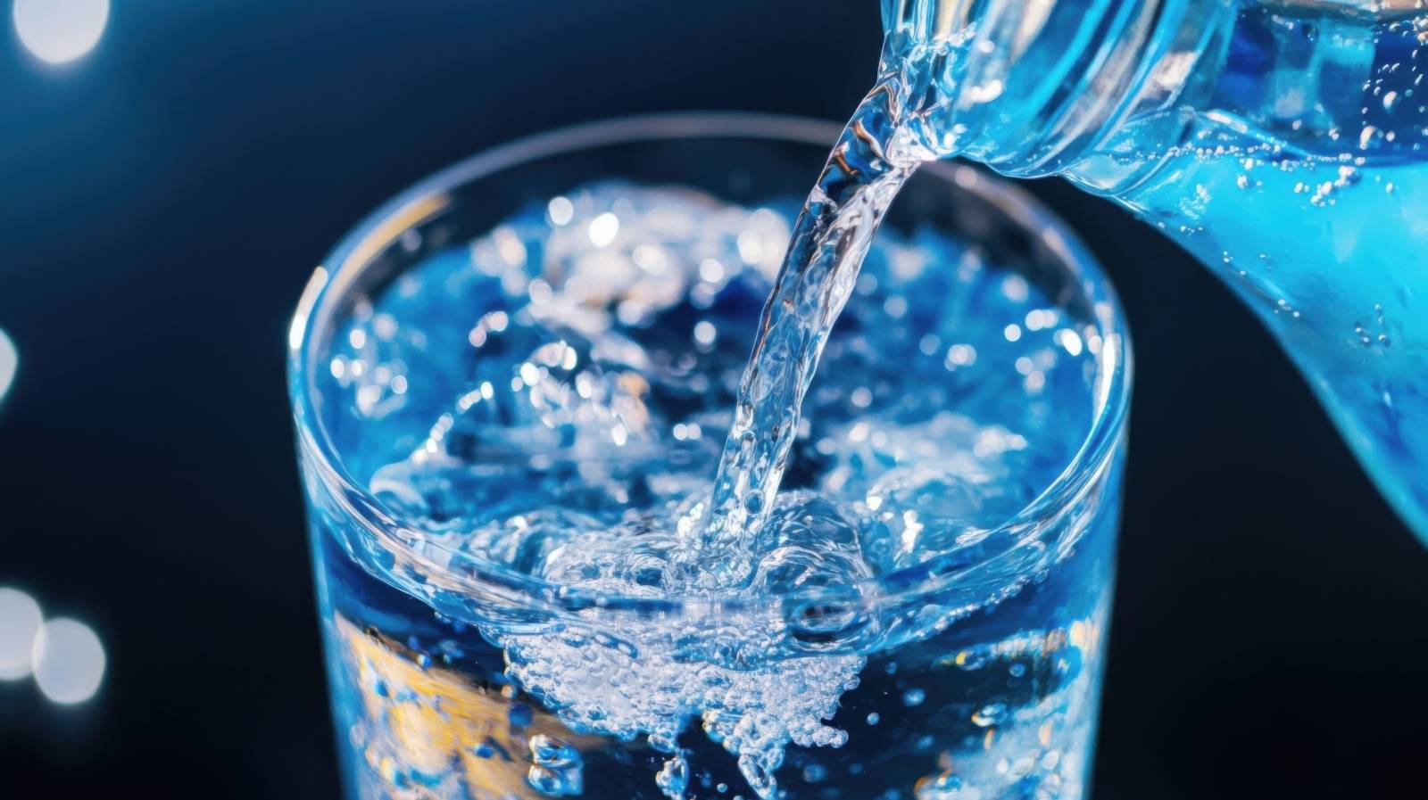 水が注がれているコップ