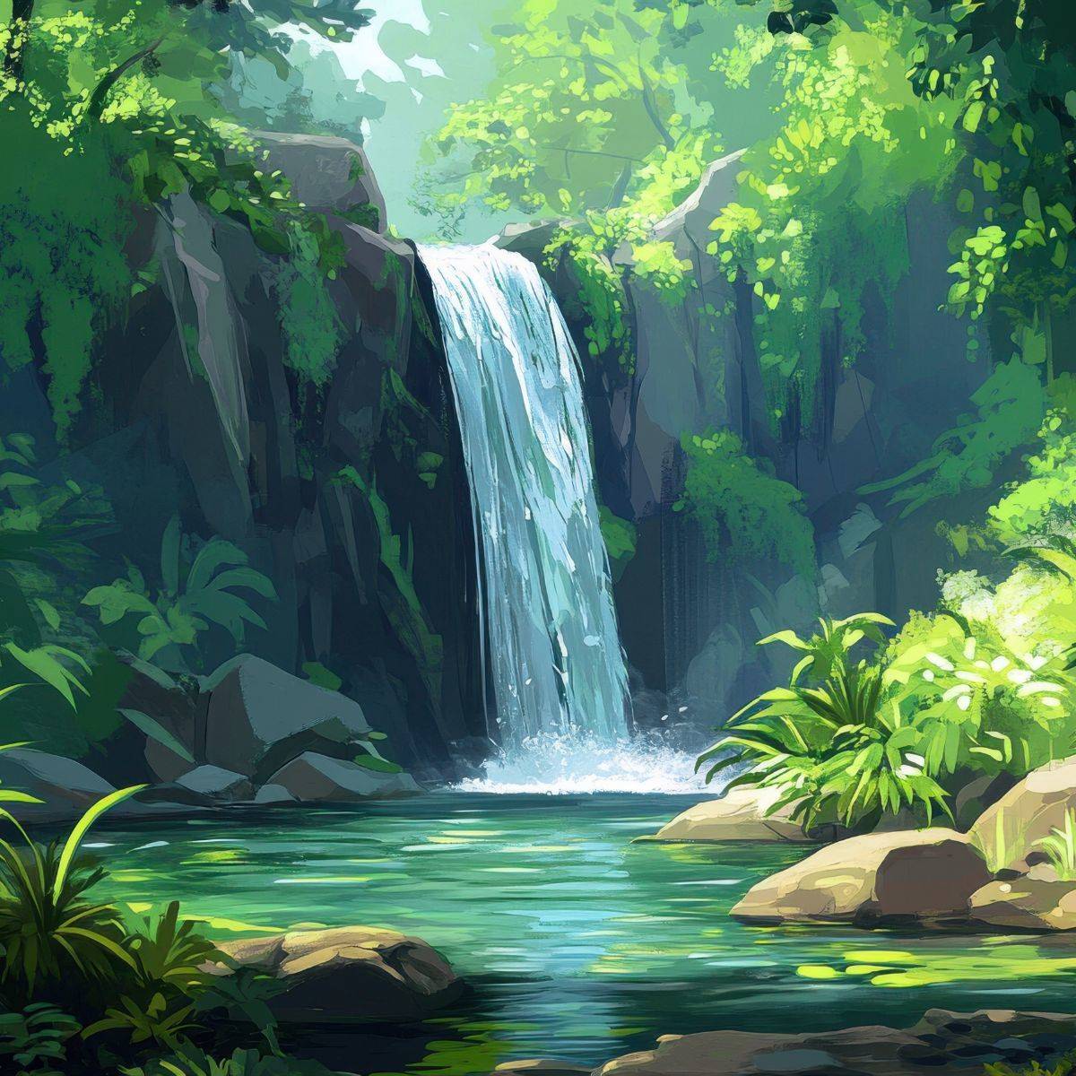 https://stock.adobe.com/jp/images/tropical-rainforest-with-a-waterfall-vibrancy/1319551865