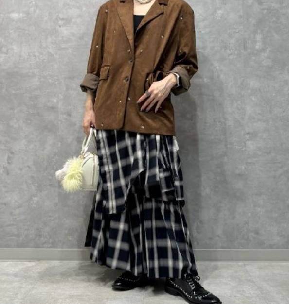 FURFUR シャツドッキングチェックスカート