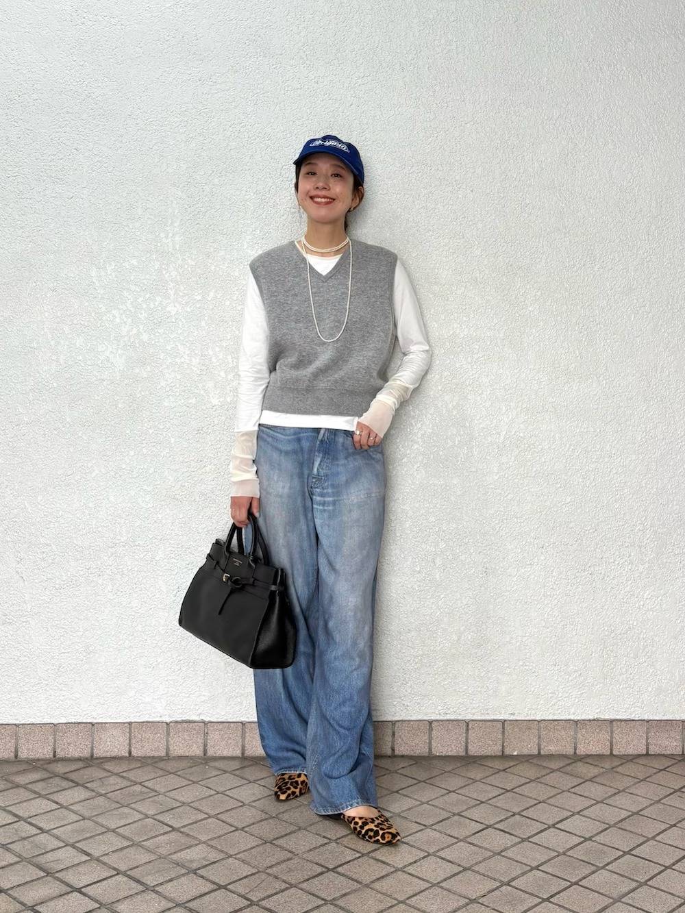 長袖トップス×ベスト