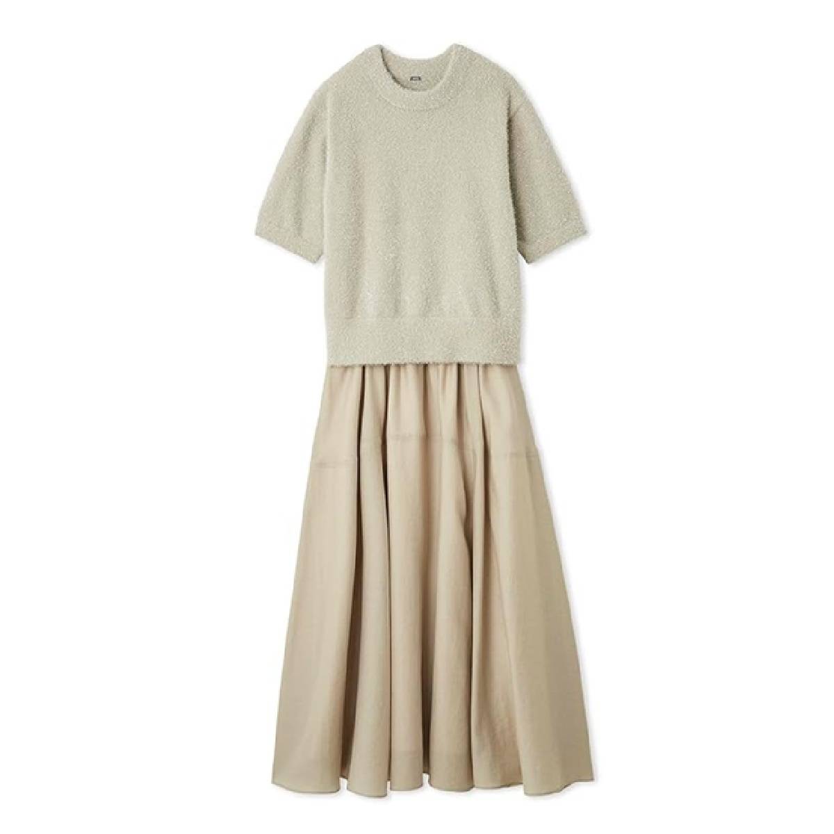 Mila Owen ラメパフスリーブニット×フレアスカートsetup