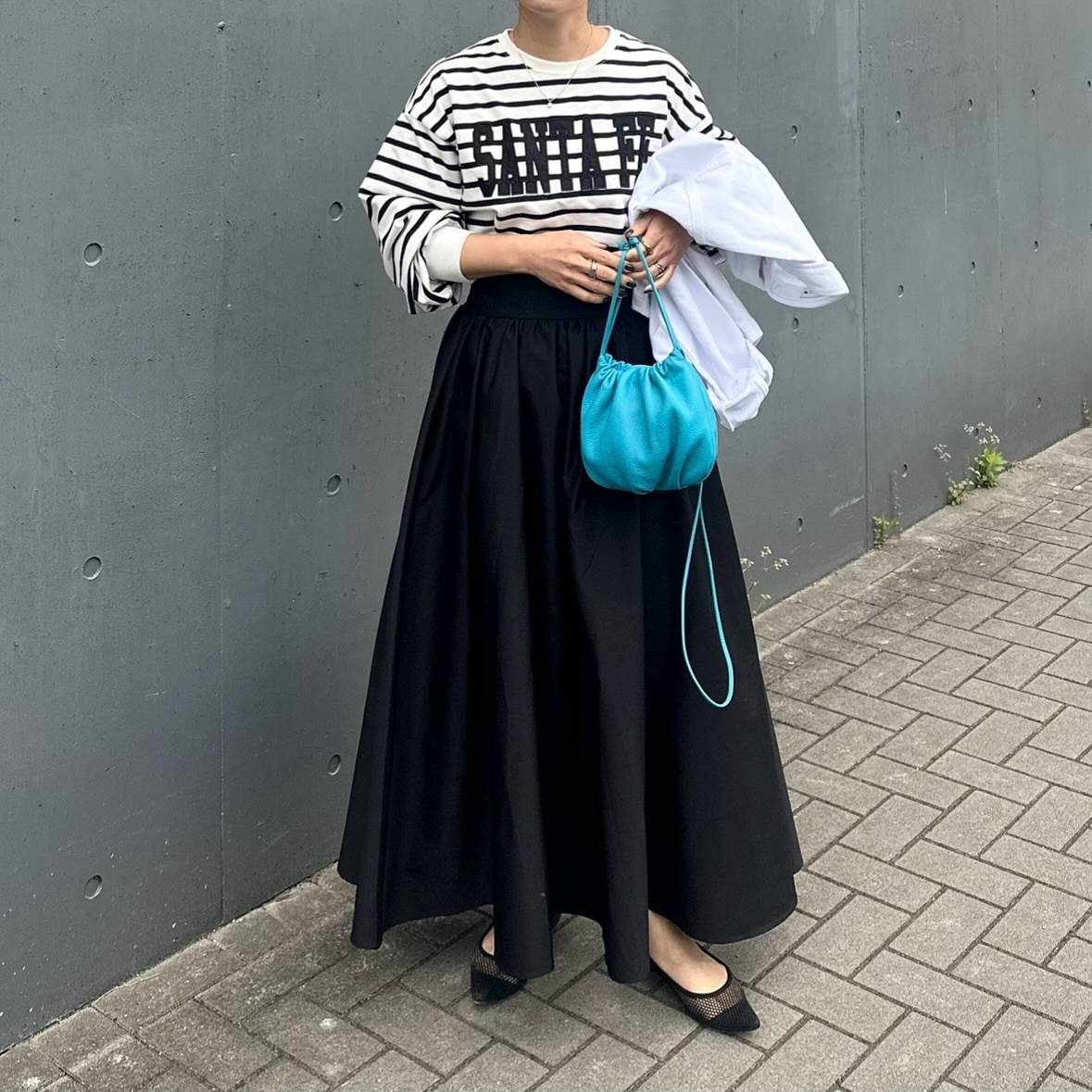 ボーダー柄のトップスを合わせる♡