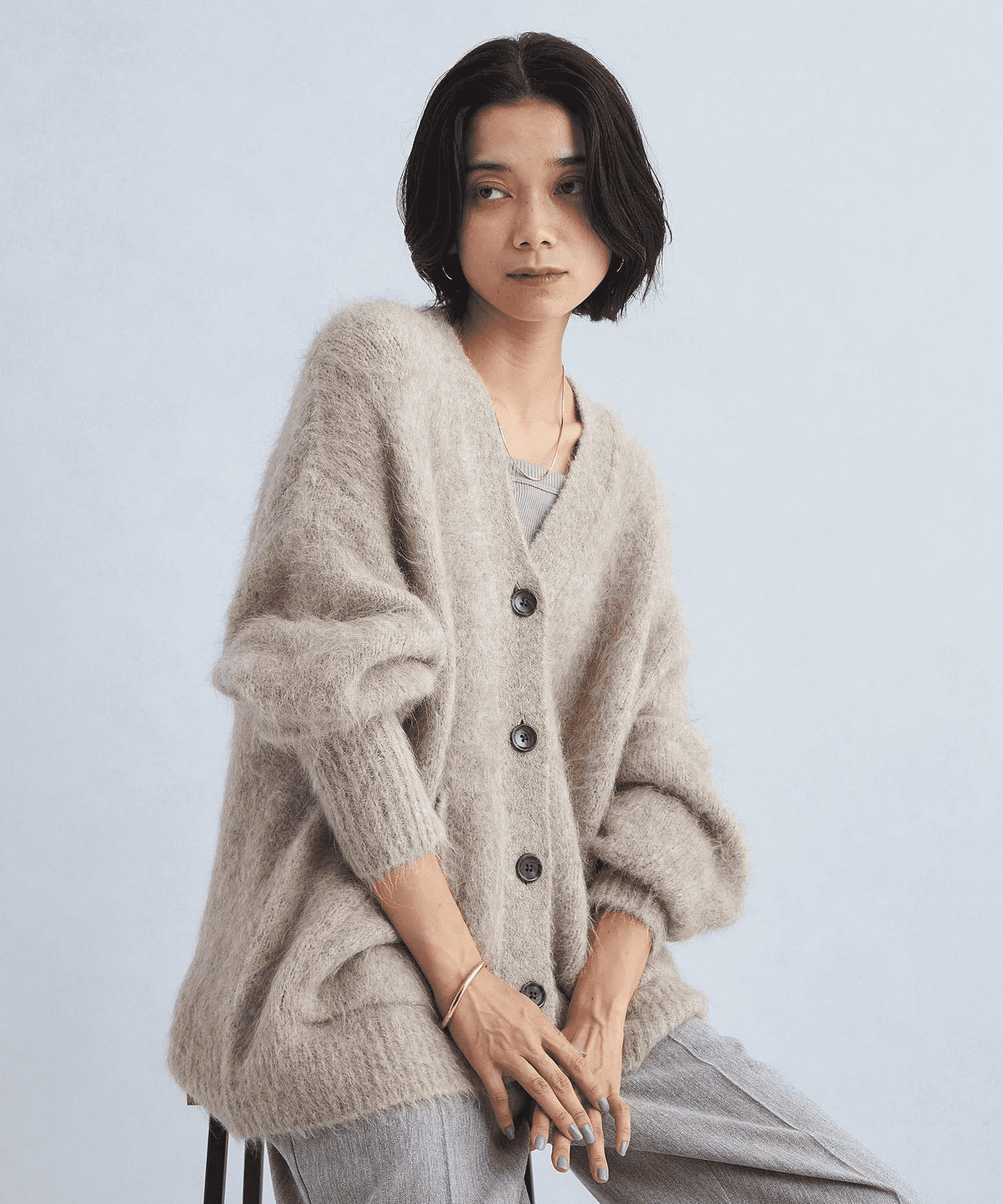 UNITED ARROWS LTD. OUTLET アルパカシャギー Vネックカーディガン