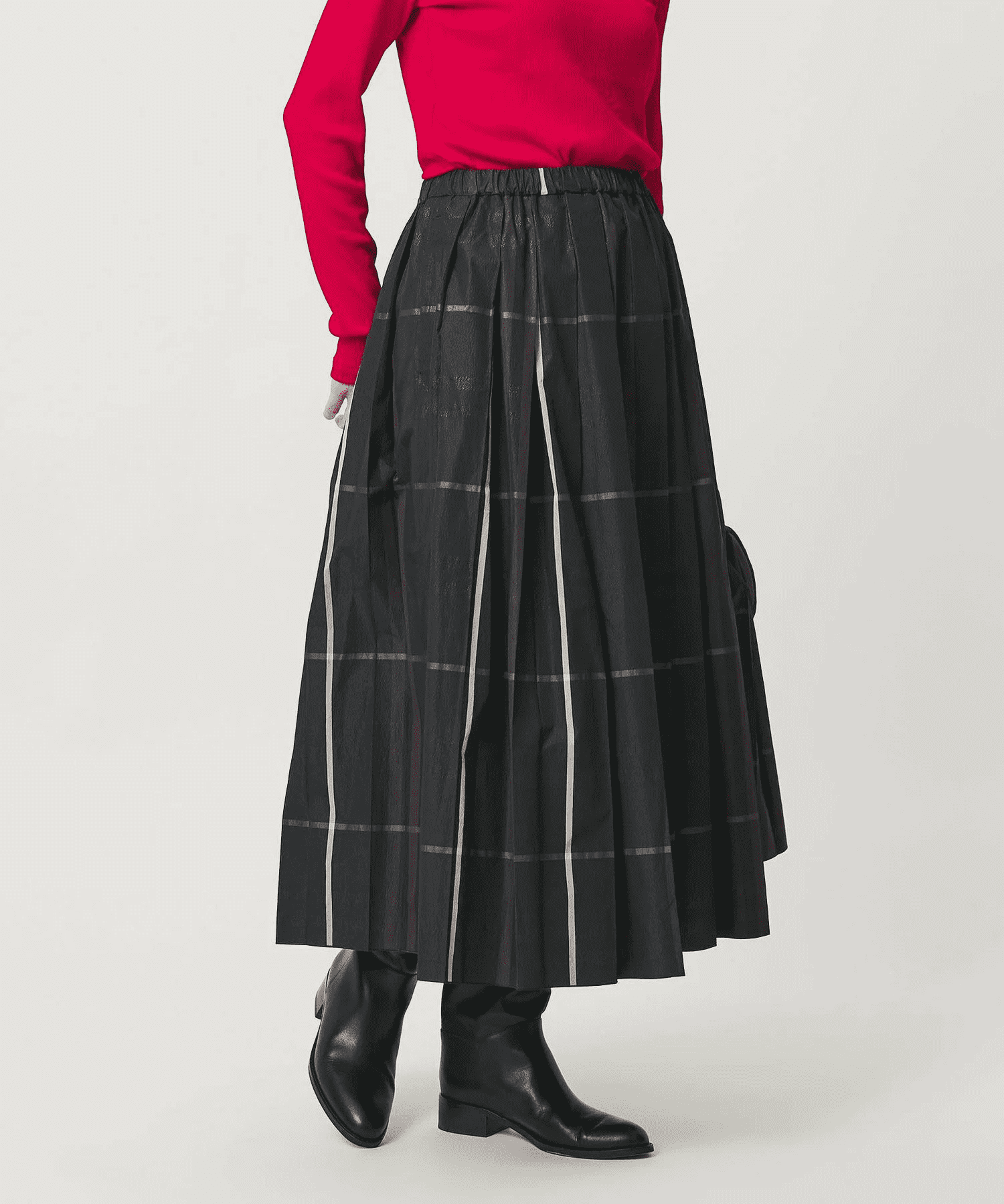 UNITED ARROWS チェック タフタ プリーツスカート