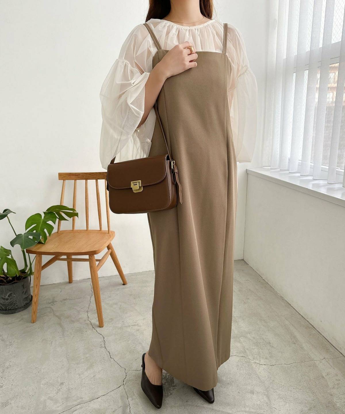 40代のキャミワンピコーデ