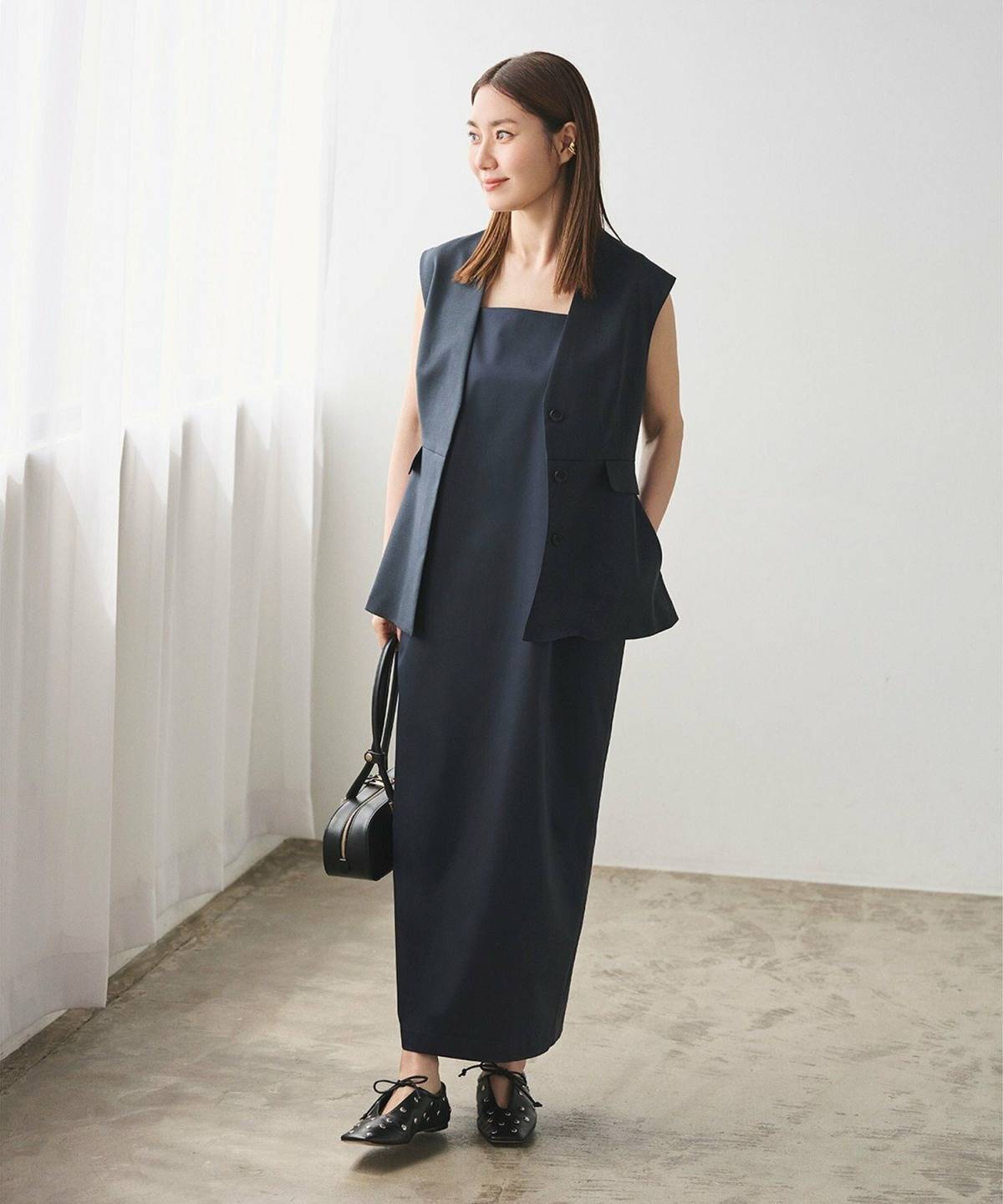 40代のキャミワンピコーデ