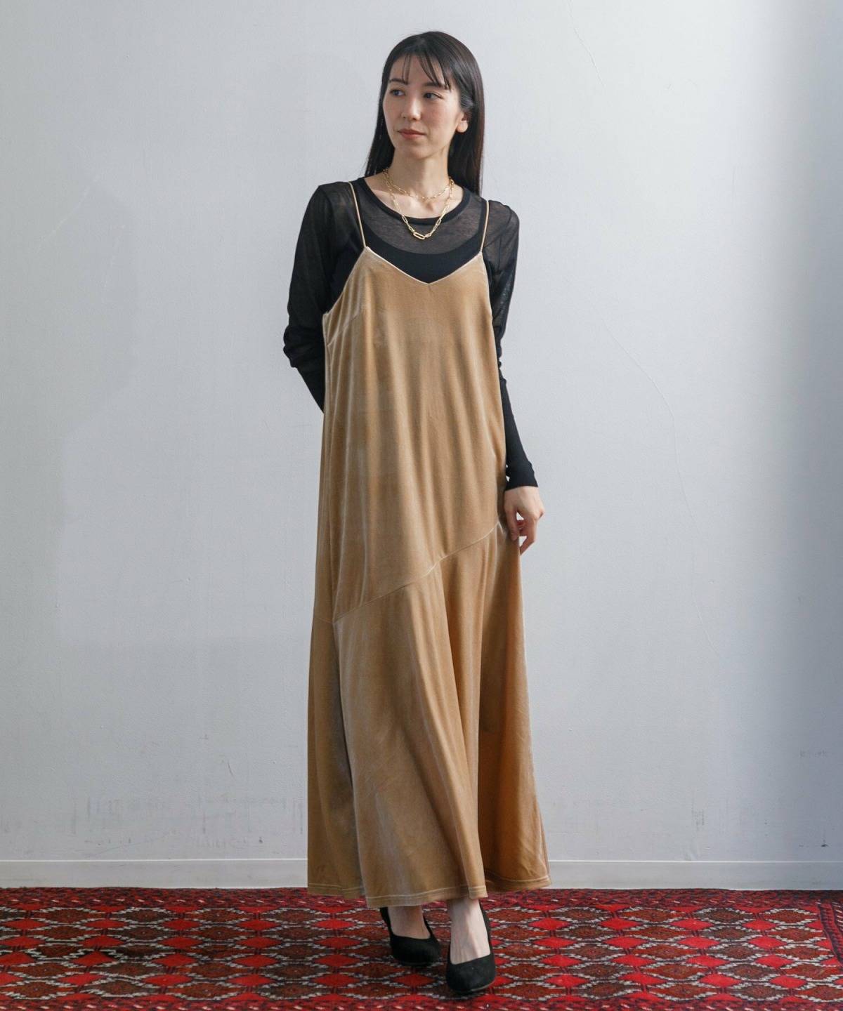 40代のキャミワンピコーデ