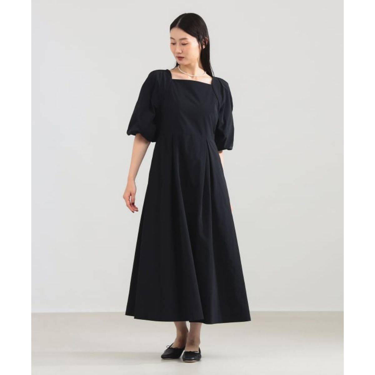 Demi-Luxe BEAMS スクエアネック タフタ ワンピース