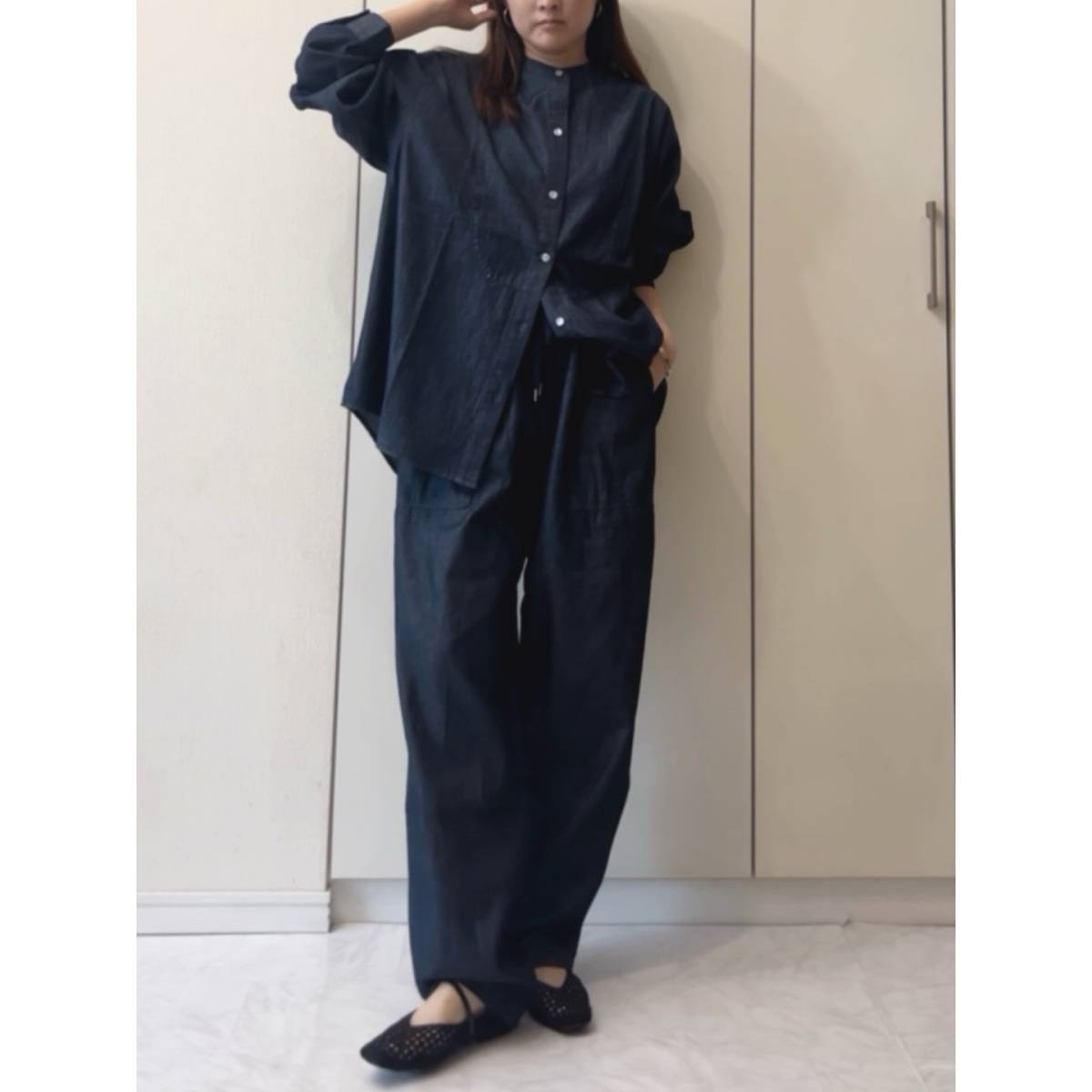 ネイビーのワントーンコーデ