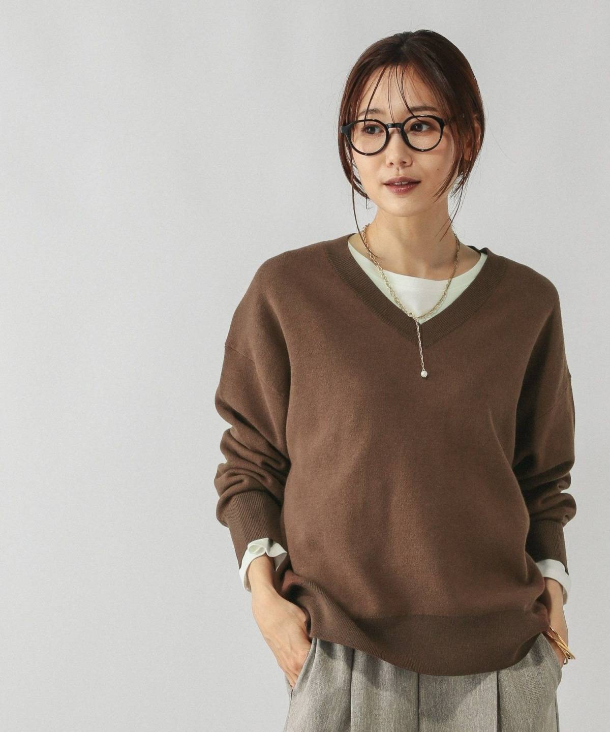 GLOBAL WORK スウェットライクVネックプルオーバー