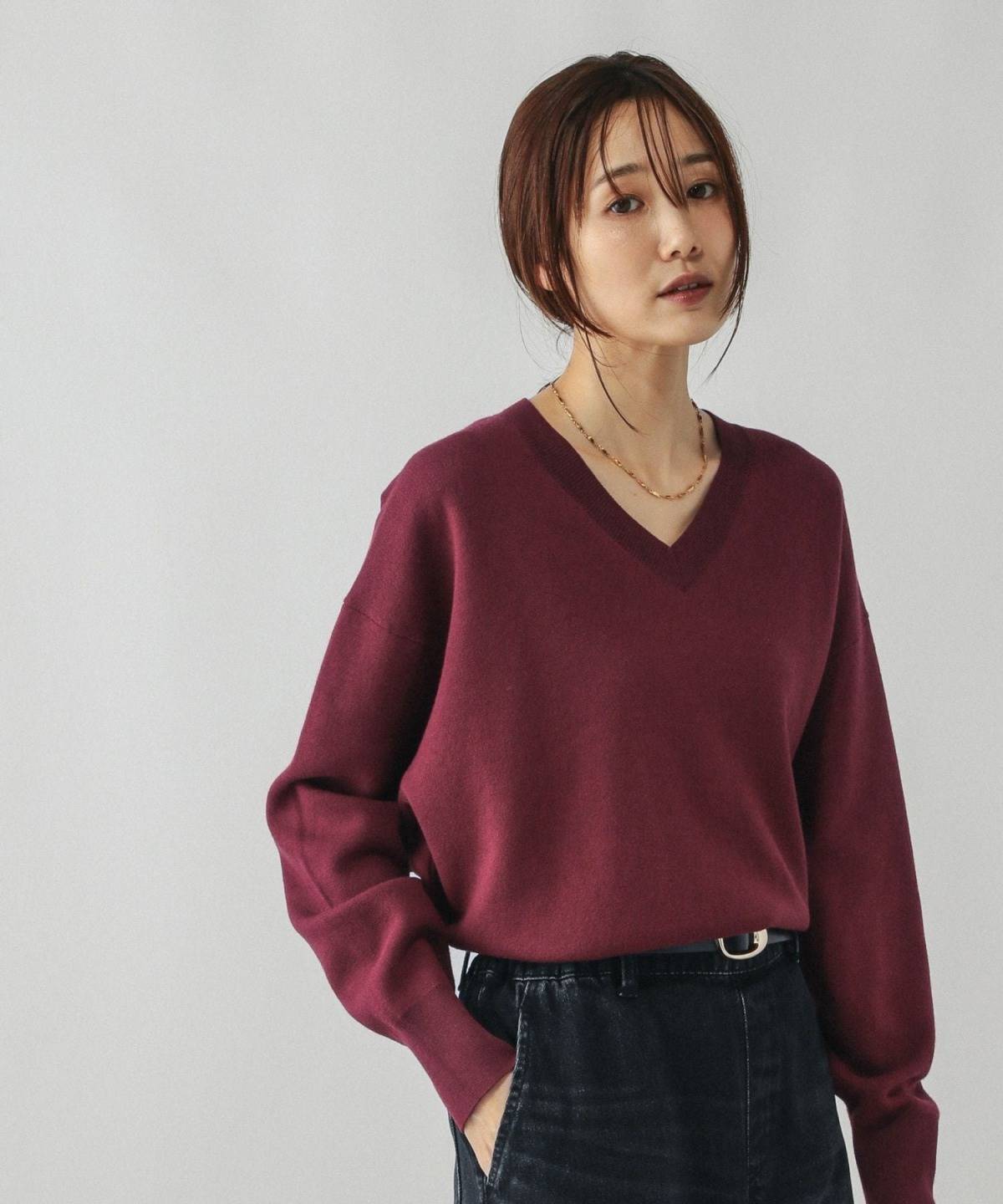 GLOBAL WORK スウェットライクVネックプルオーバー