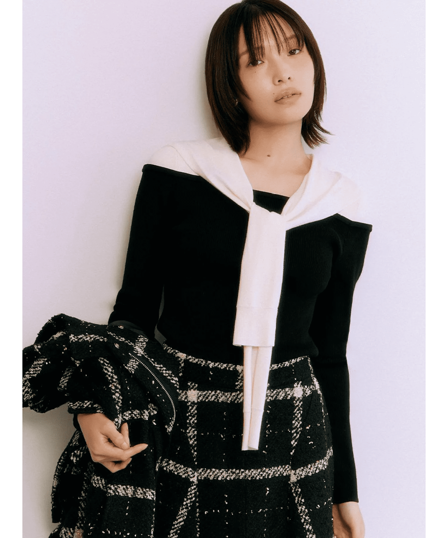 LILY BROWN セーラーカーデレイヤードニット