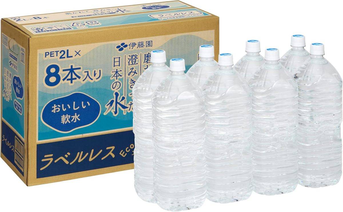 【Amazon.co.jp限定】伊藤園 ラベルレス 磨かれて、澄みきった日本の水 2L×8本