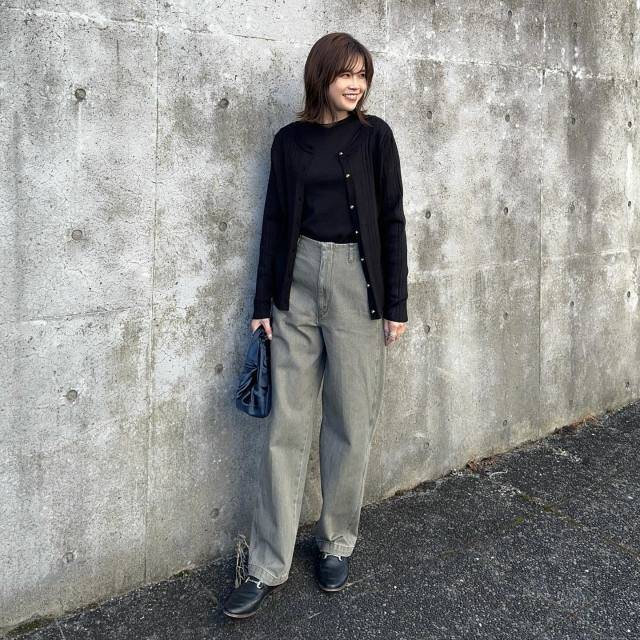 カーディガン×ニットトップスのアンサンブルが◎