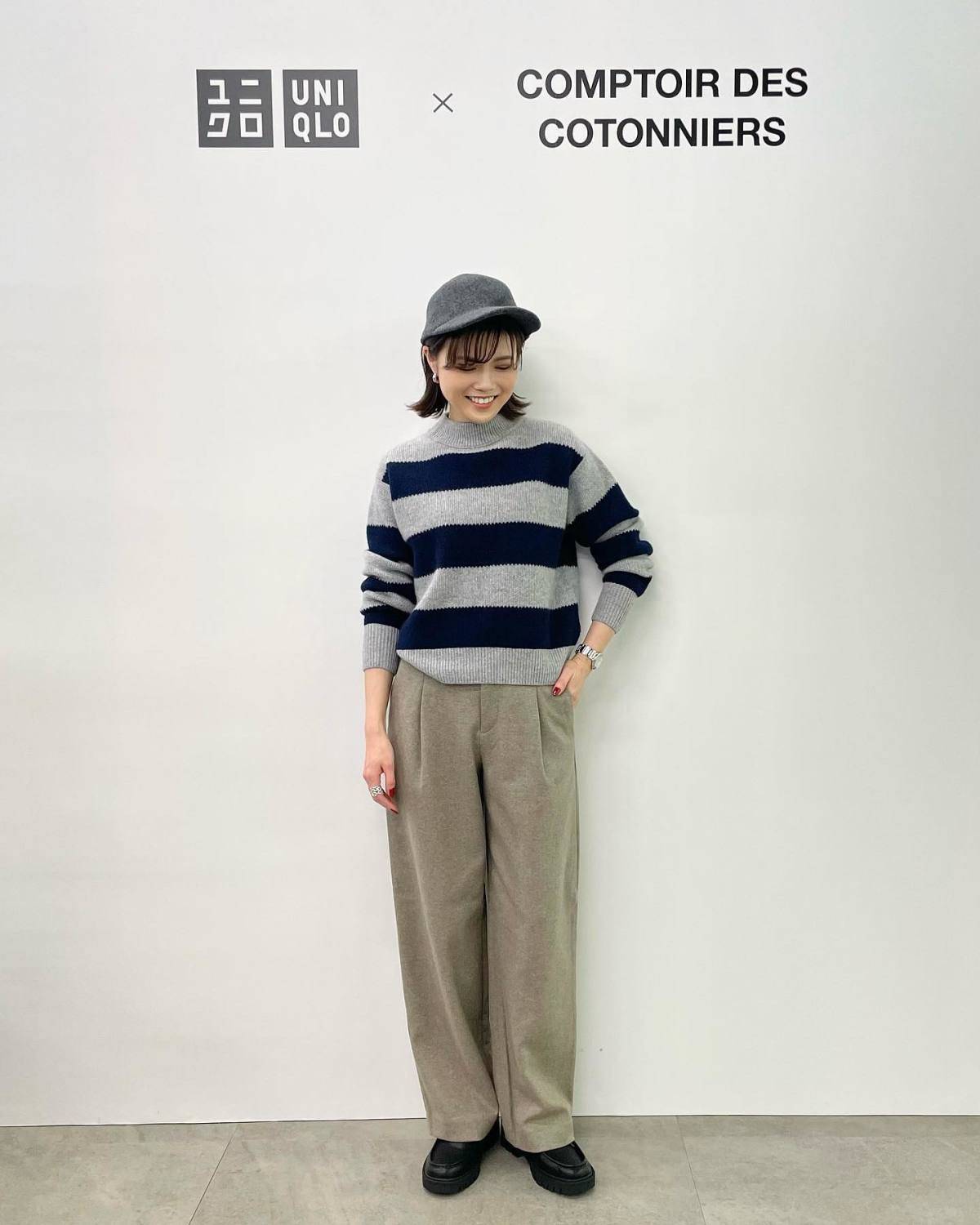 ボーダー柄のニットを合わせる♡