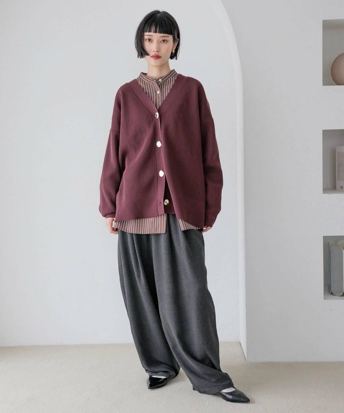 ストライプシャツレディースコーデ