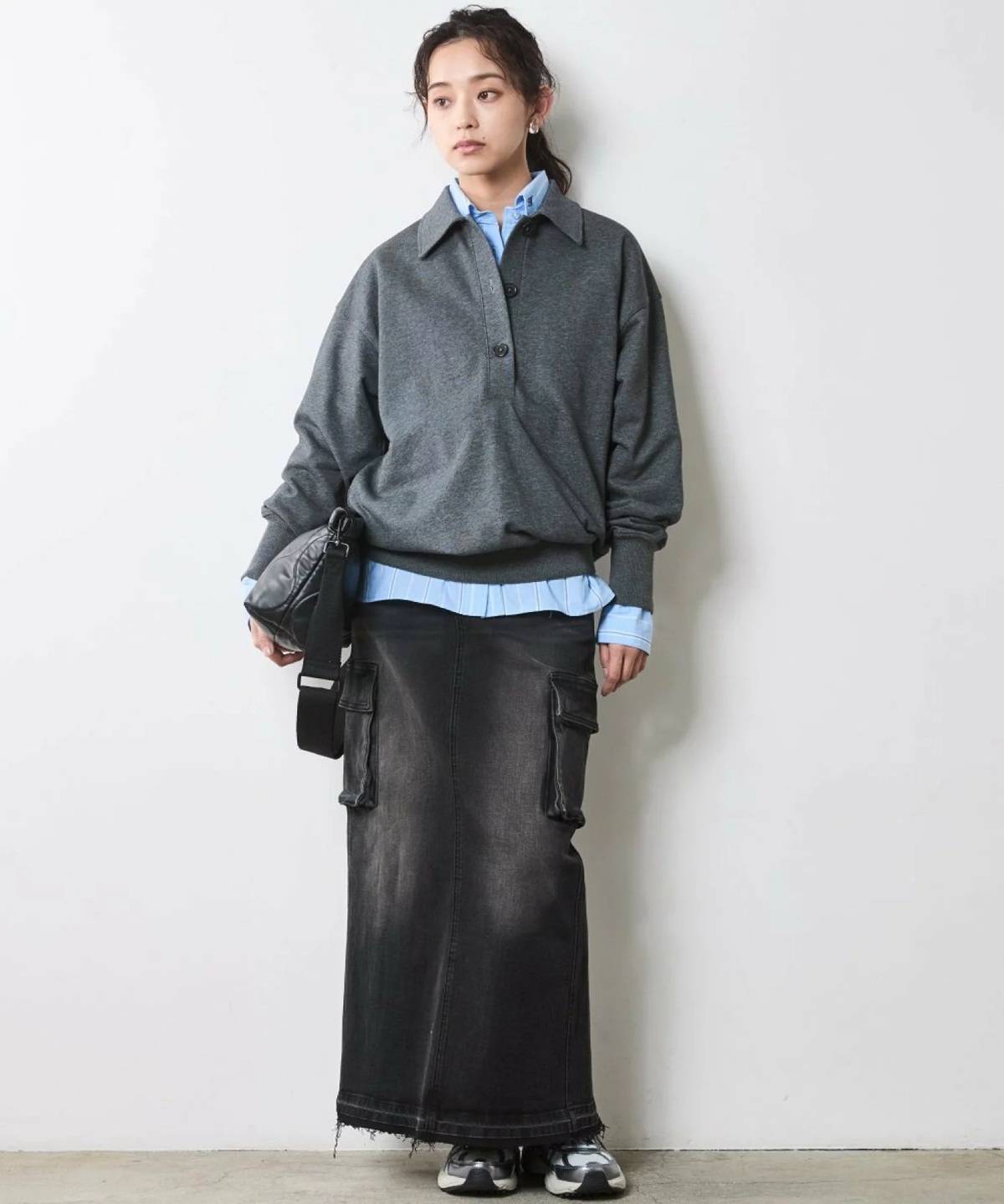 ストライプシャツレディースコーデ