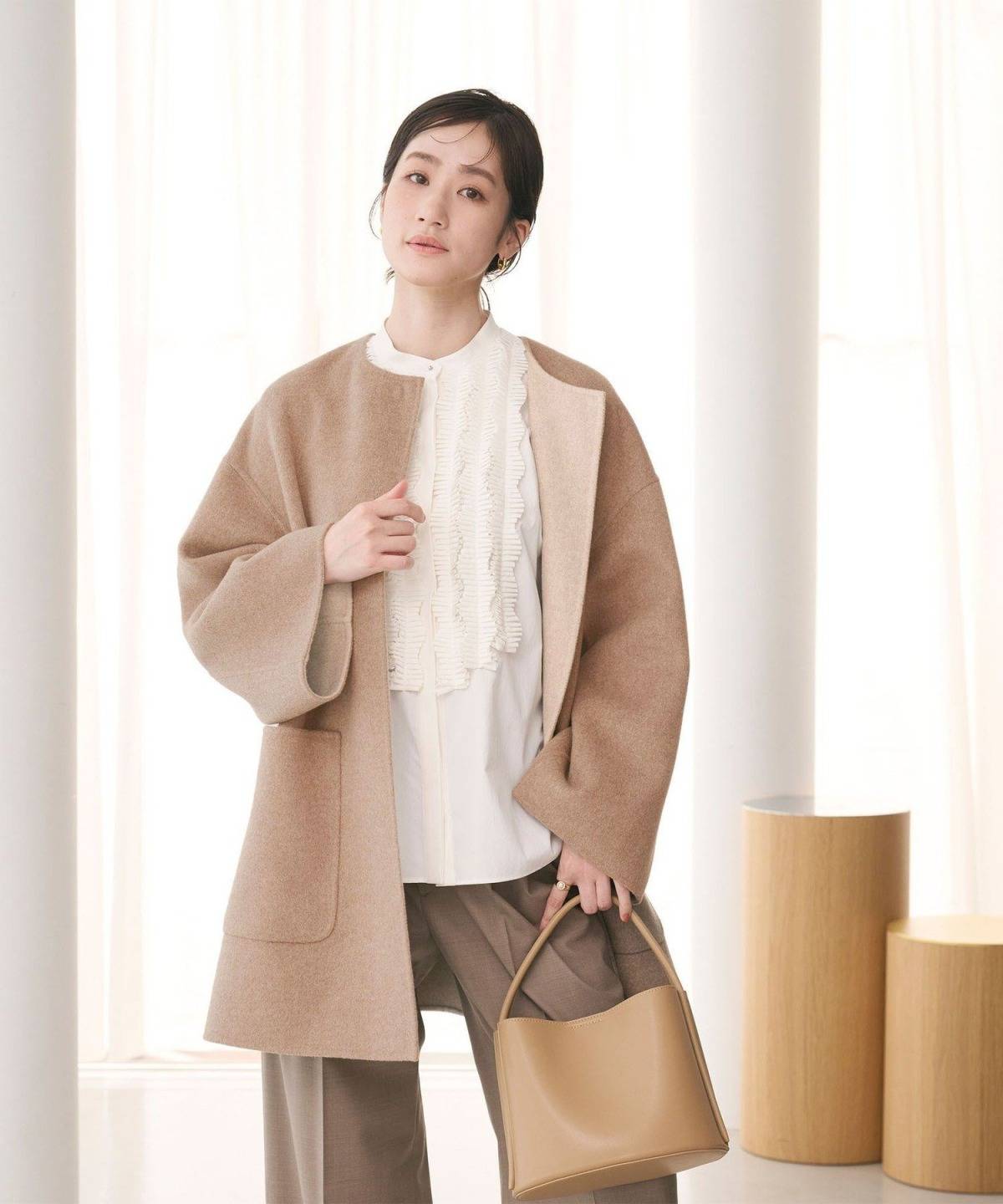 UNITED ARROWS バイカラー リバー ミドルコート