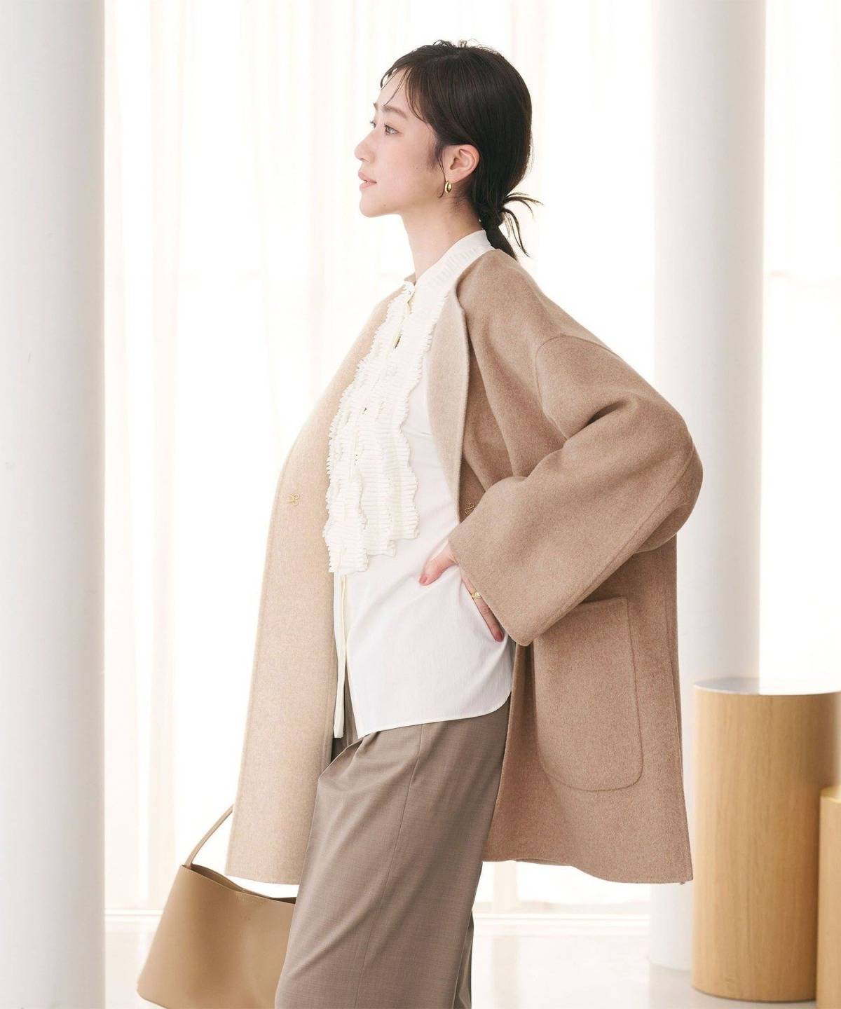 UNITED ARROWS バイカラー リバー ミドルコート