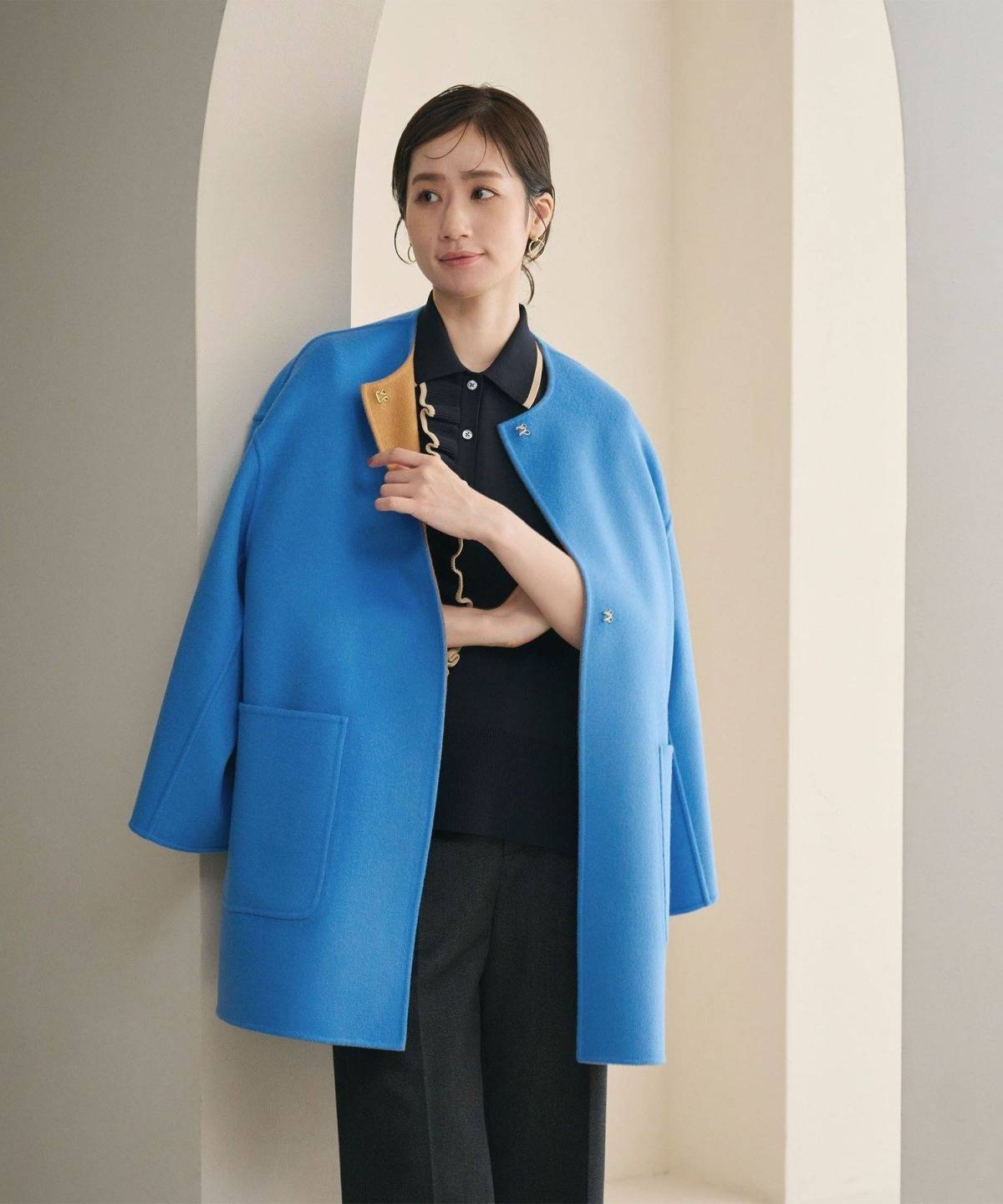 UNITED ARROWS バイカラー リバー ミドルコート