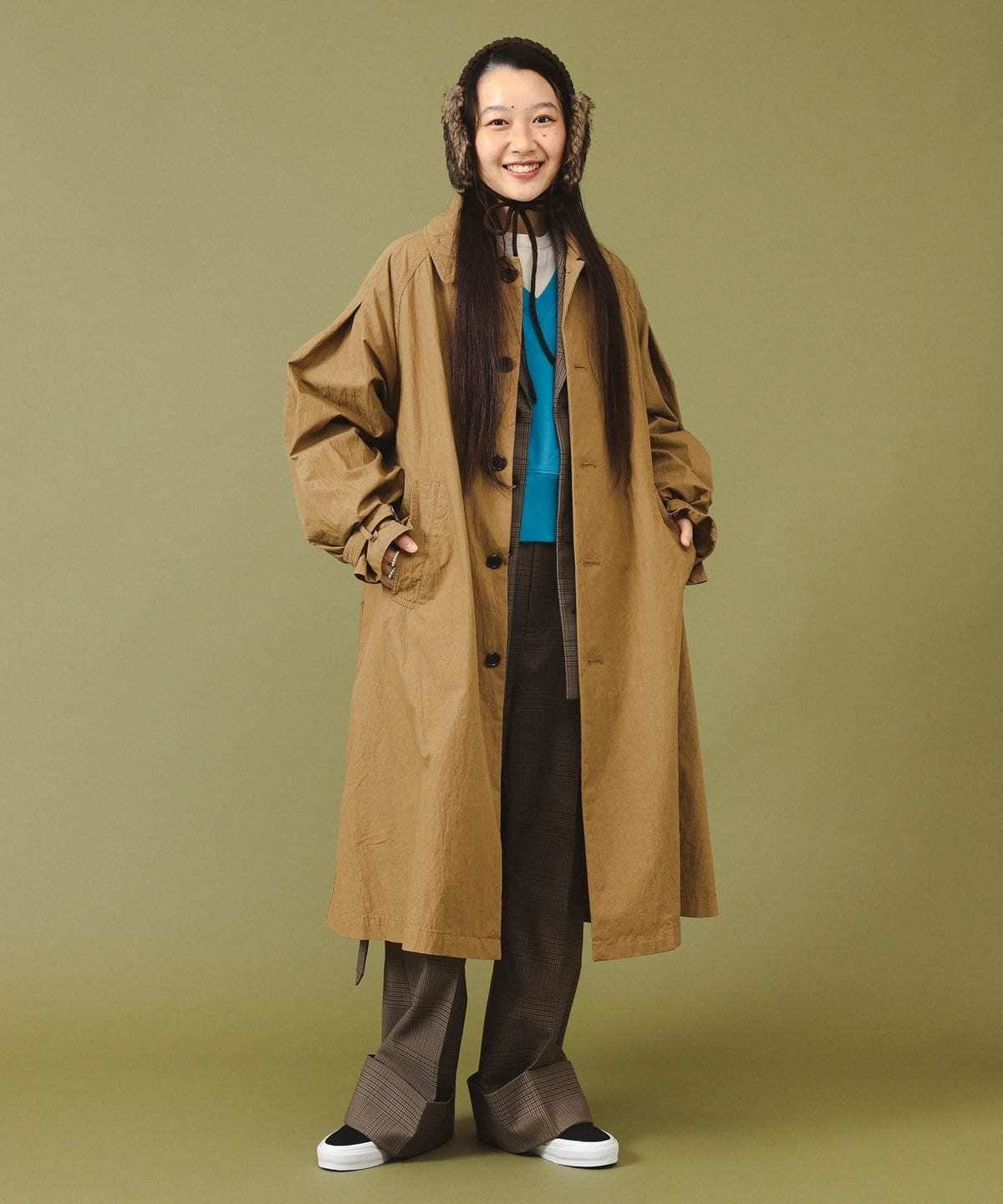 BEAMS BOY コットン ナイロン ミリタリー ステンカラー コート