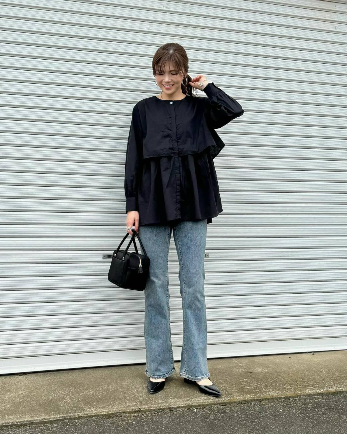 チュニック丈のブラウスを合わせる♡