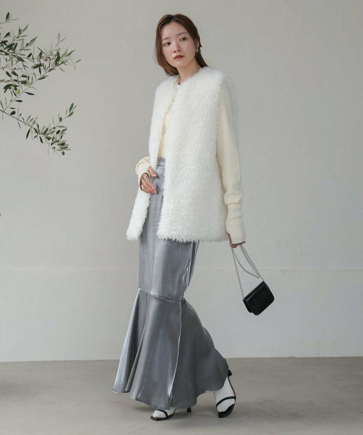 マーメイドワンピース×ファーベストコーデ