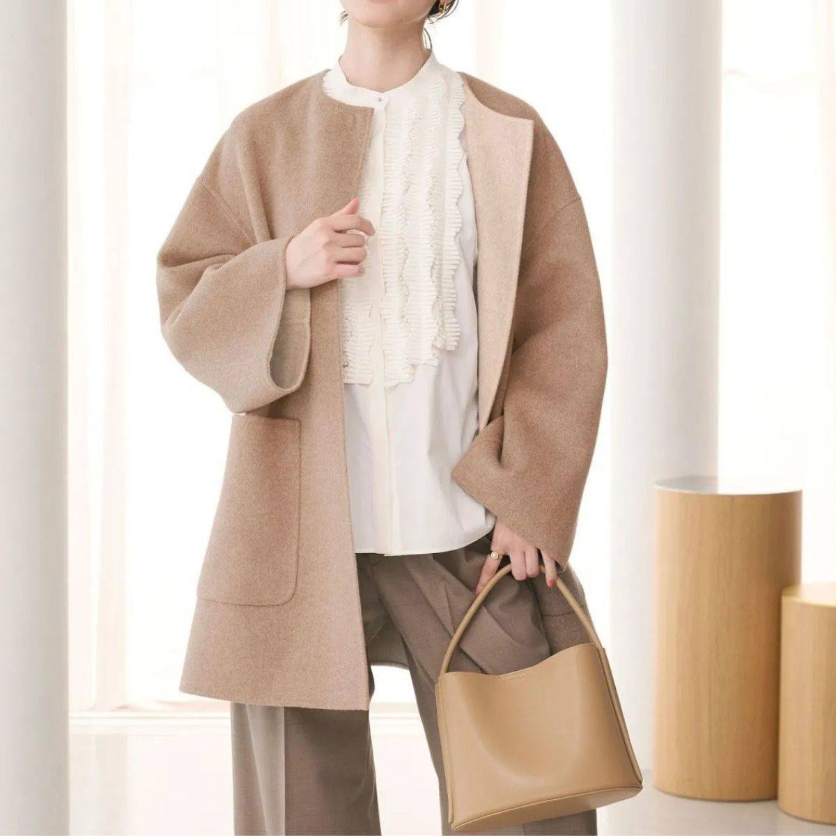 UNITED ARROWS バイカラー リバー ミドルコート