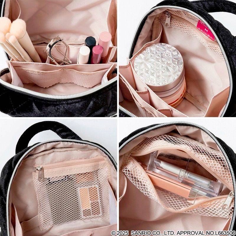 ハローキティ×ブリルミー 中身が見えて時短がかなう ズボラに優しいコスメポーチ VELOUR BLACK ver.