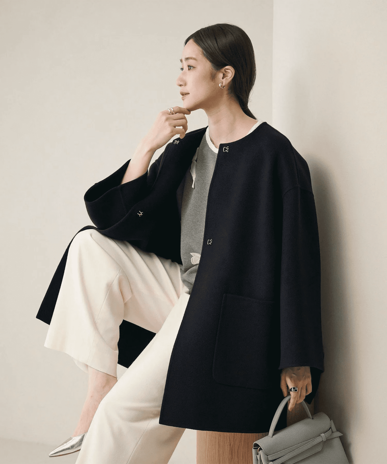 UNITED ARROWS バイカラー リバー ミドルコート