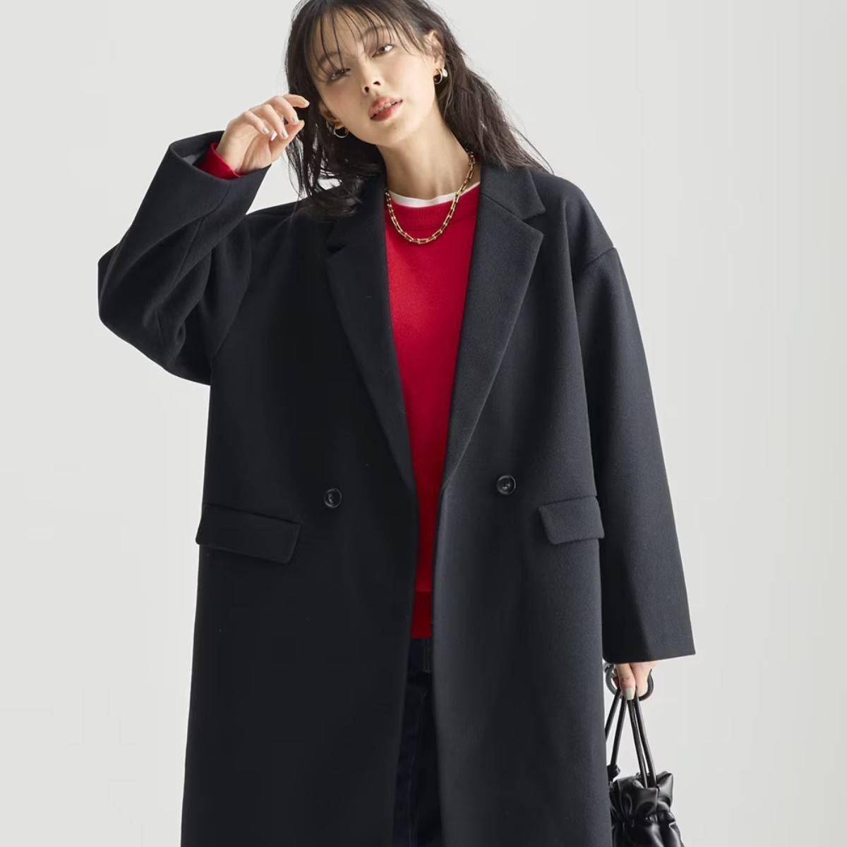 ニッセン 軽やかフェイクウールチェスターコート