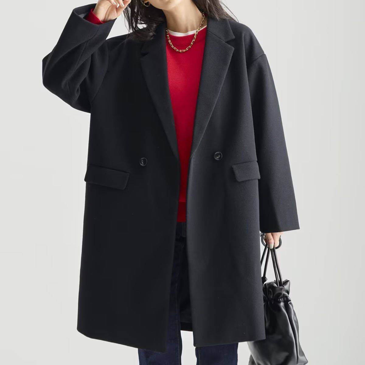 ニッセン 軽やかフェイクウールチェスターコート