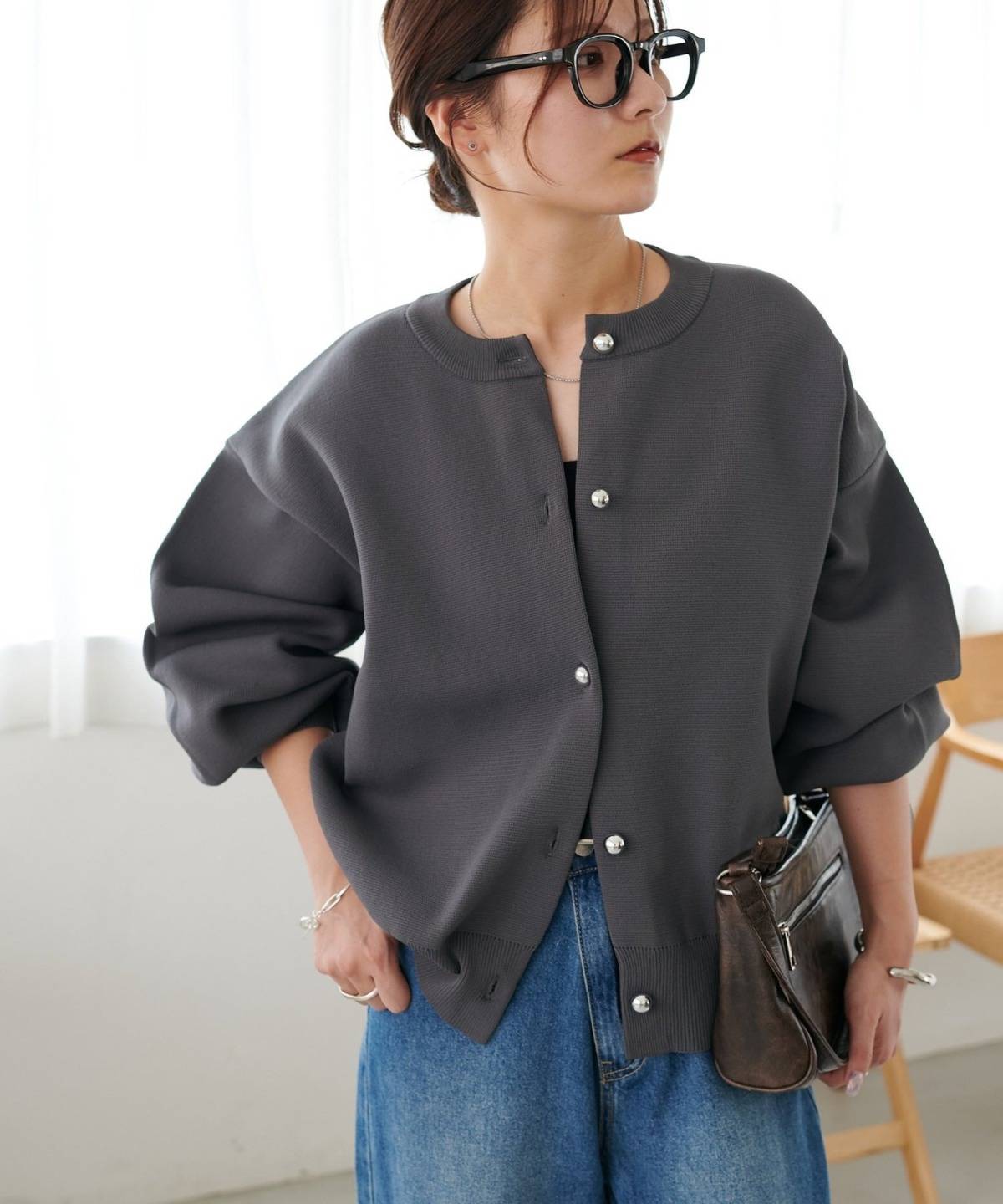 Discoat メタル釦スポンディッシュカーディガン