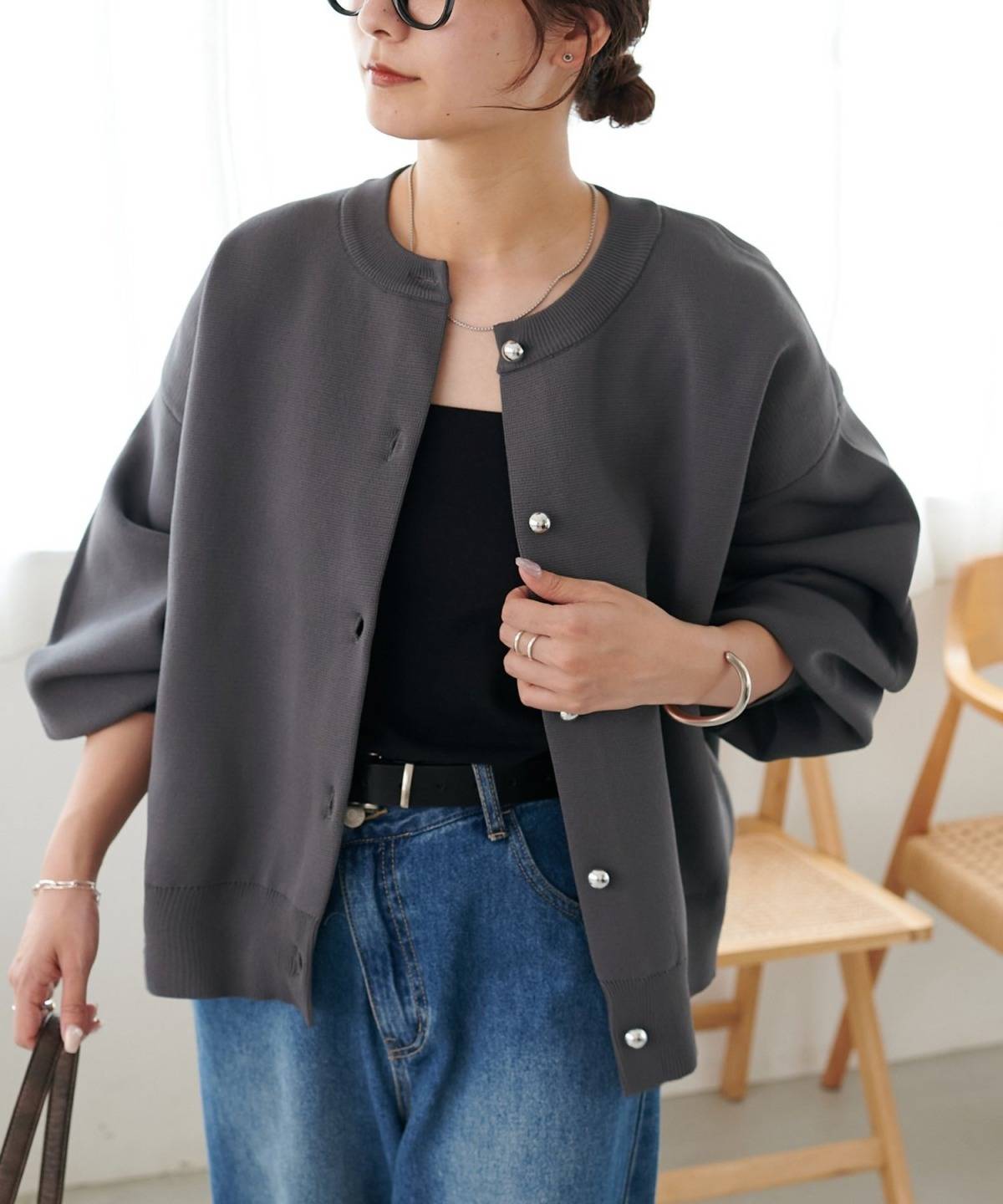 Discoat メタル釦スポンディッシュカーディガン
