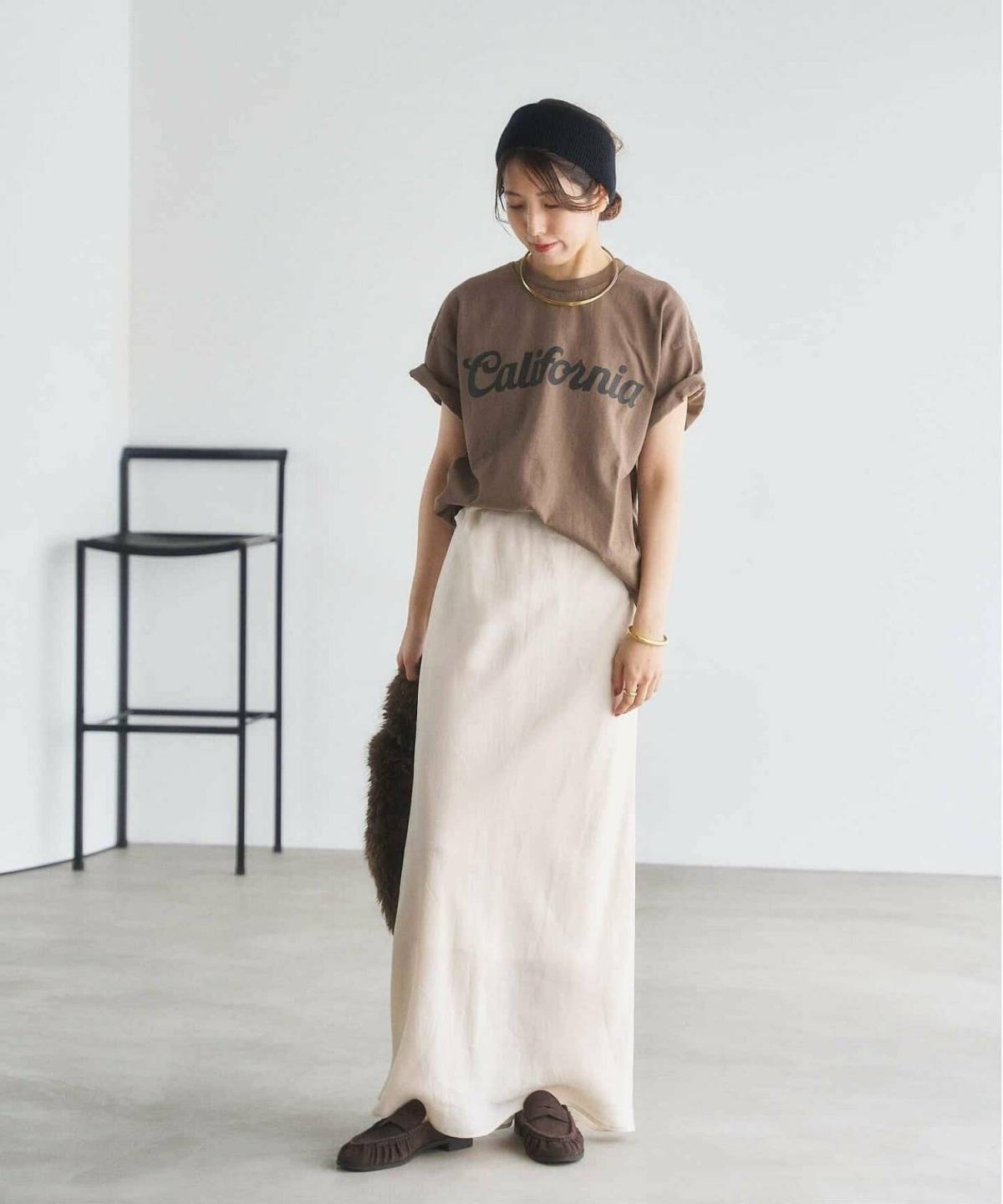 ブラウンローファーコーデ