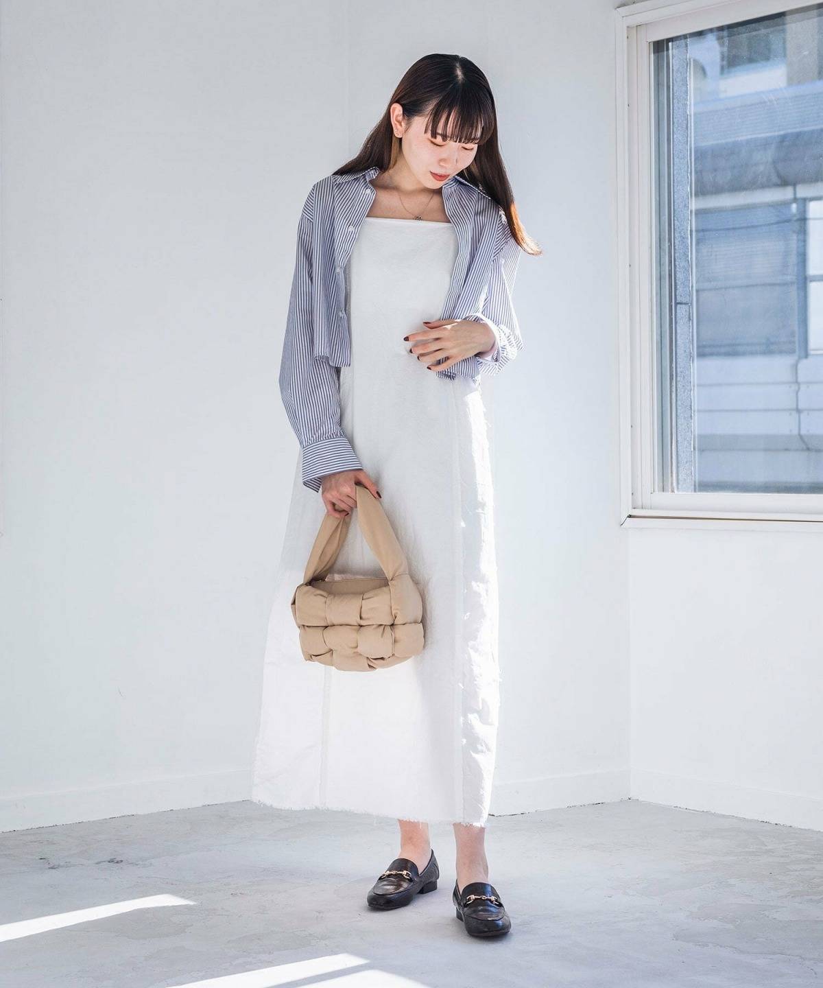 ブラウンローファーコーデ