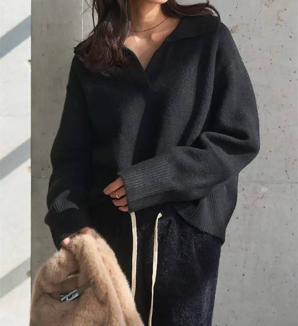 神戸レタス　スキッパーニット