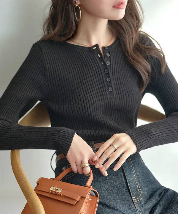 神戸レタス　もっちりリブニットトップス