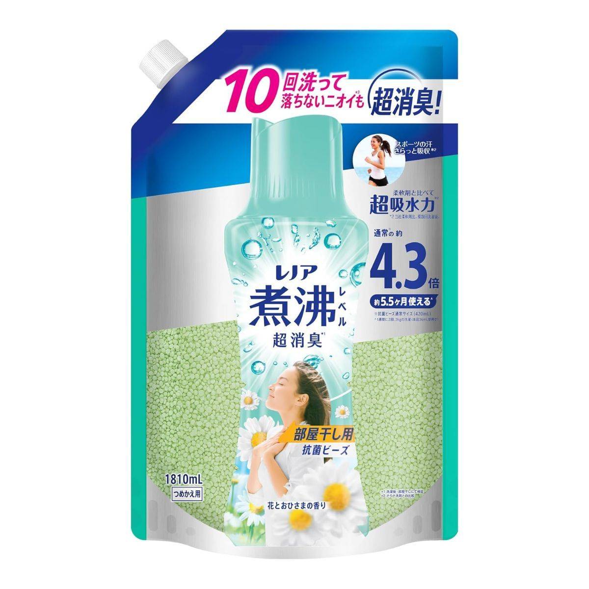 レノア 煮沸レベル消臭 抗菌ビーズ 部屋干し 花とおひさまの香り 詰め替え 1,810mL [大容量]